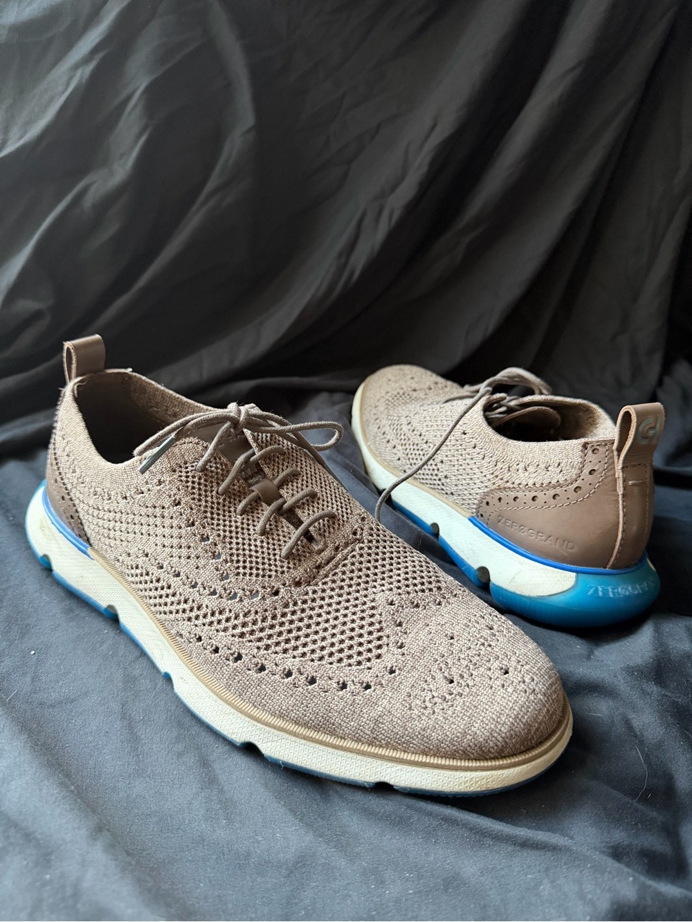 Cole Haan Men's Knit Wingtip Derby in Light Brown
